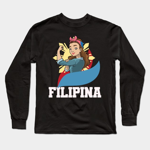 Filipina Philippines Long Sleeve T-Shirt by KAWAIITEE